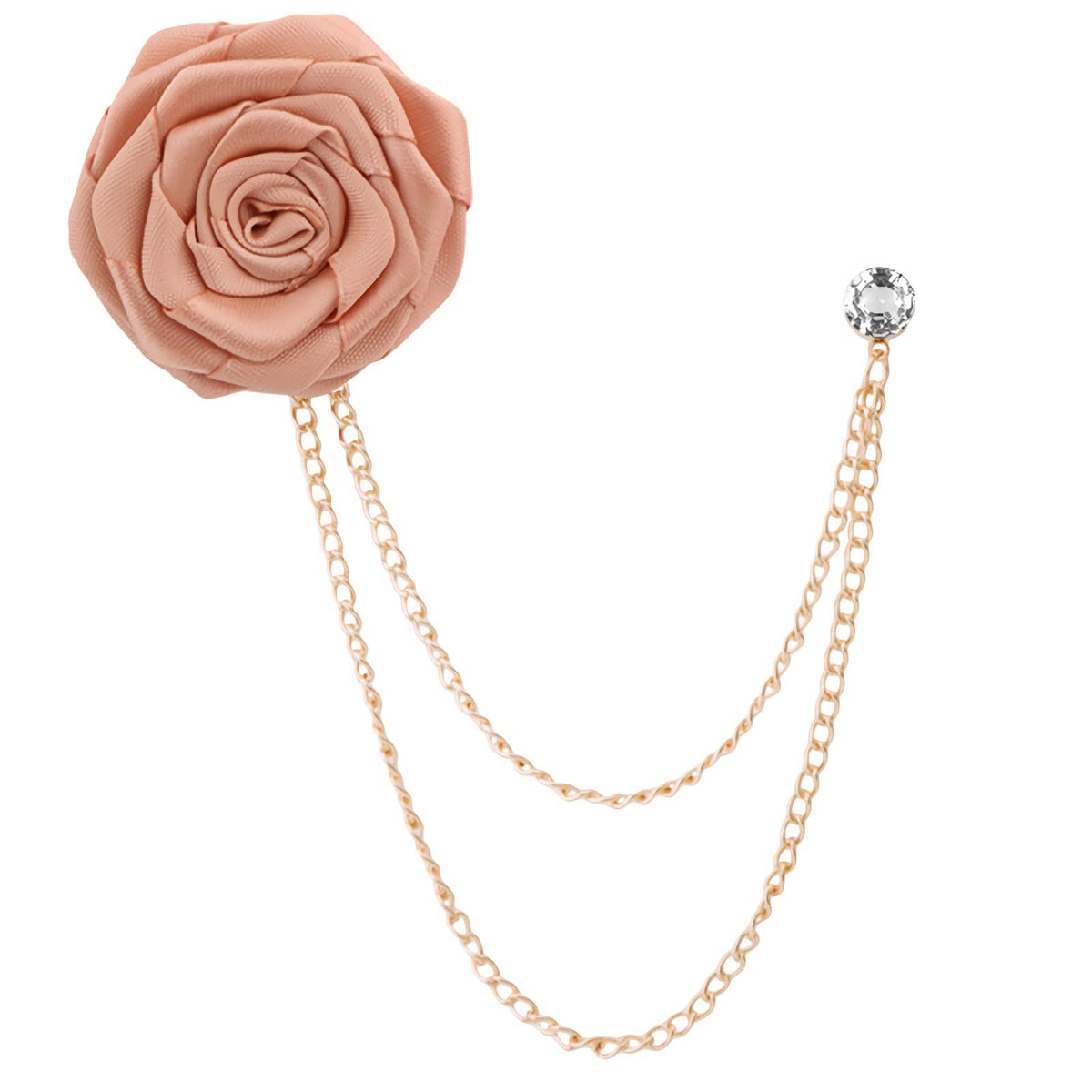 Bridegroom Wedding Brooches Rose Flower with Gold Leaf Brooch Floral Lapel Stick Handmade Boutonniere Pins Badge Tassel Chain Men's Suit Accessories