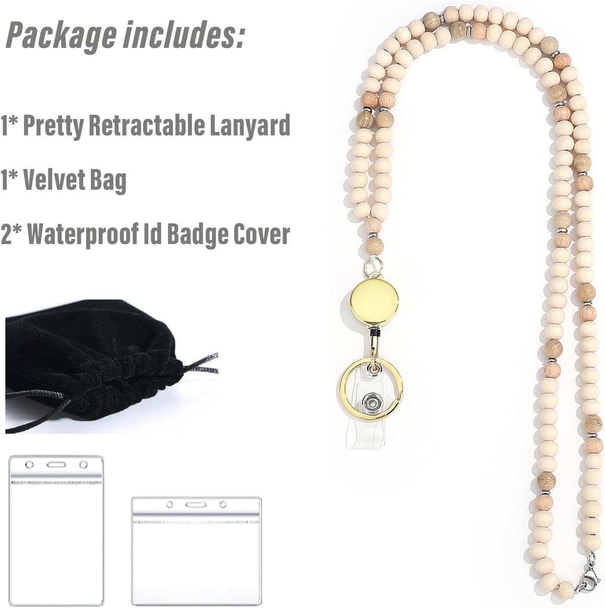 SAM & LORI Lanyards for Id Badges Teacher Lanyard With Id Holder Retractable Lanyards Beaded Cute Key Chain Keychain Women Cruise Ship Cards