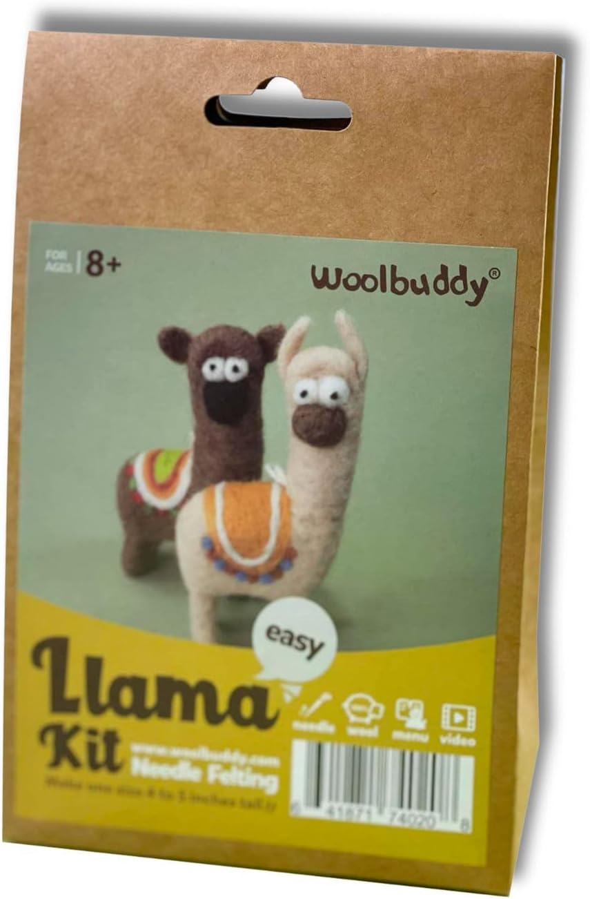 Woolbuddy Needle Felting Starter Kit (Llama) for Beginner & Adult with Tool