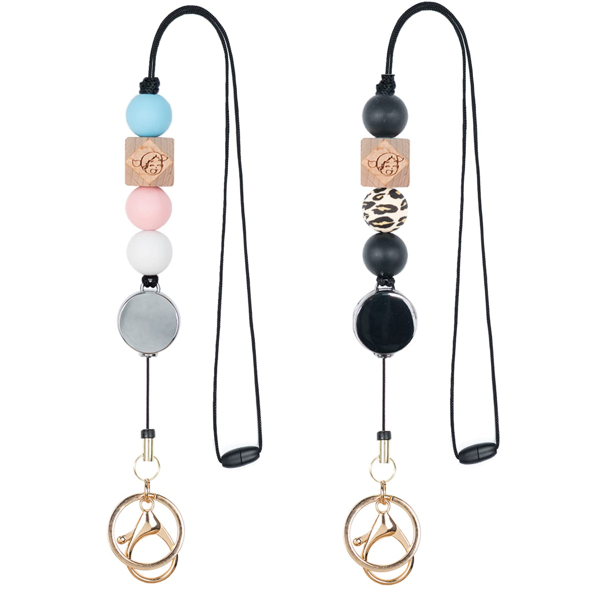 3PCS Teacher Breakaway Lanyards for Id Badges and Keys, Beaded Cute Badge Lanyards for Women Soft Nurse Necklace Boho Lanyards Fashion Silicone Bead Lanyard