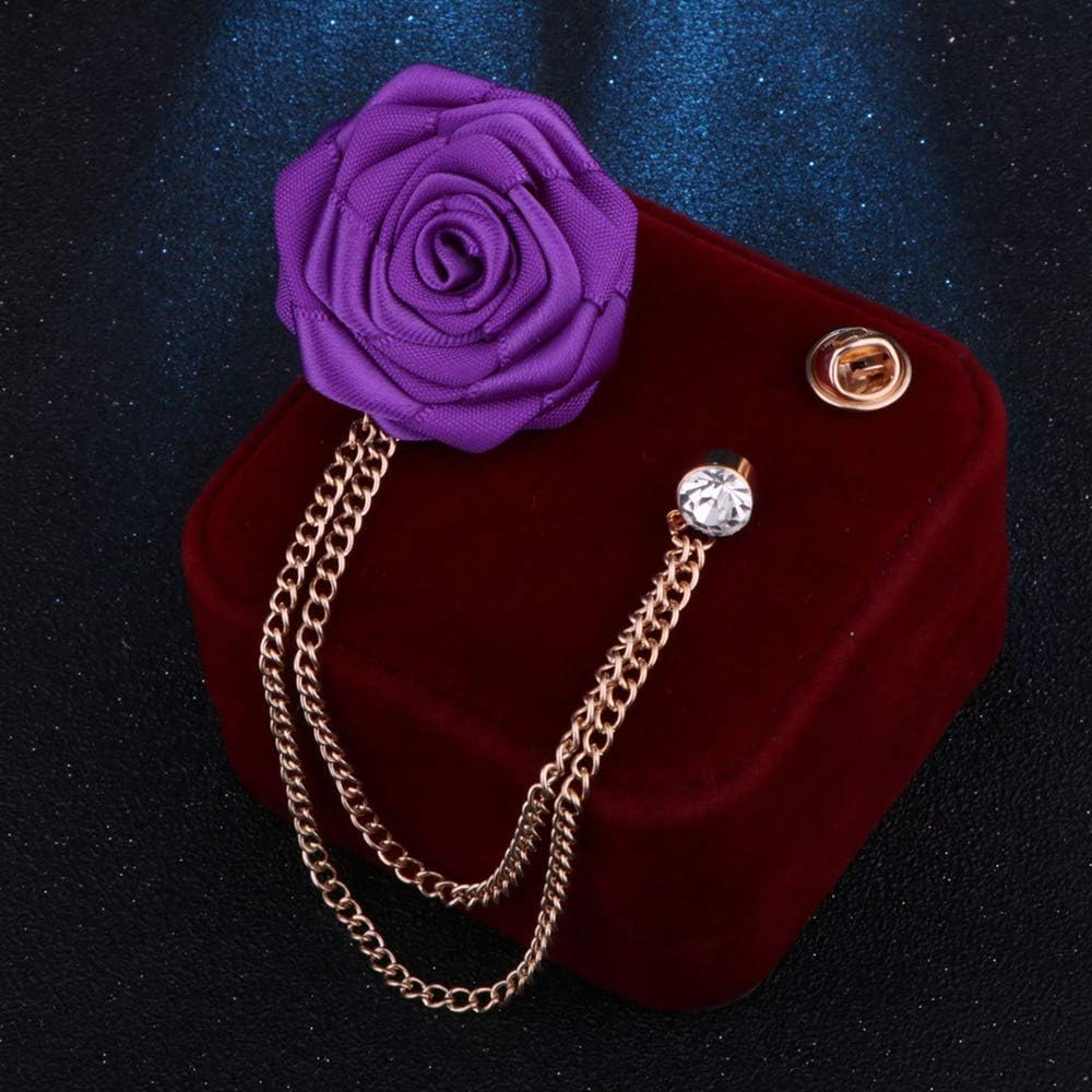 Fashion Bridegroom Wedding Brooches Cloth Art Hand-Made Rose Flower Brooch Lapel Pin Badge Tassel Chain Men's Suit Accessories