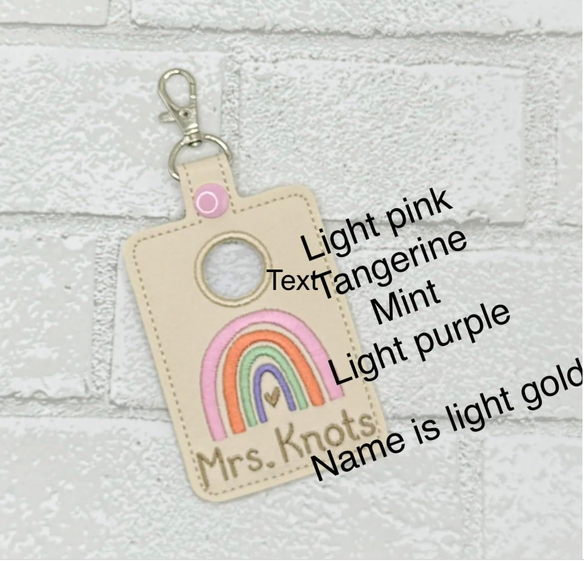 Teacher Alarm Personalized Rainbow ID Badge Holder, Alarm Badge with Hole to Hold Alarm Badge with button on top or bottom, Choose Button Hole Style
