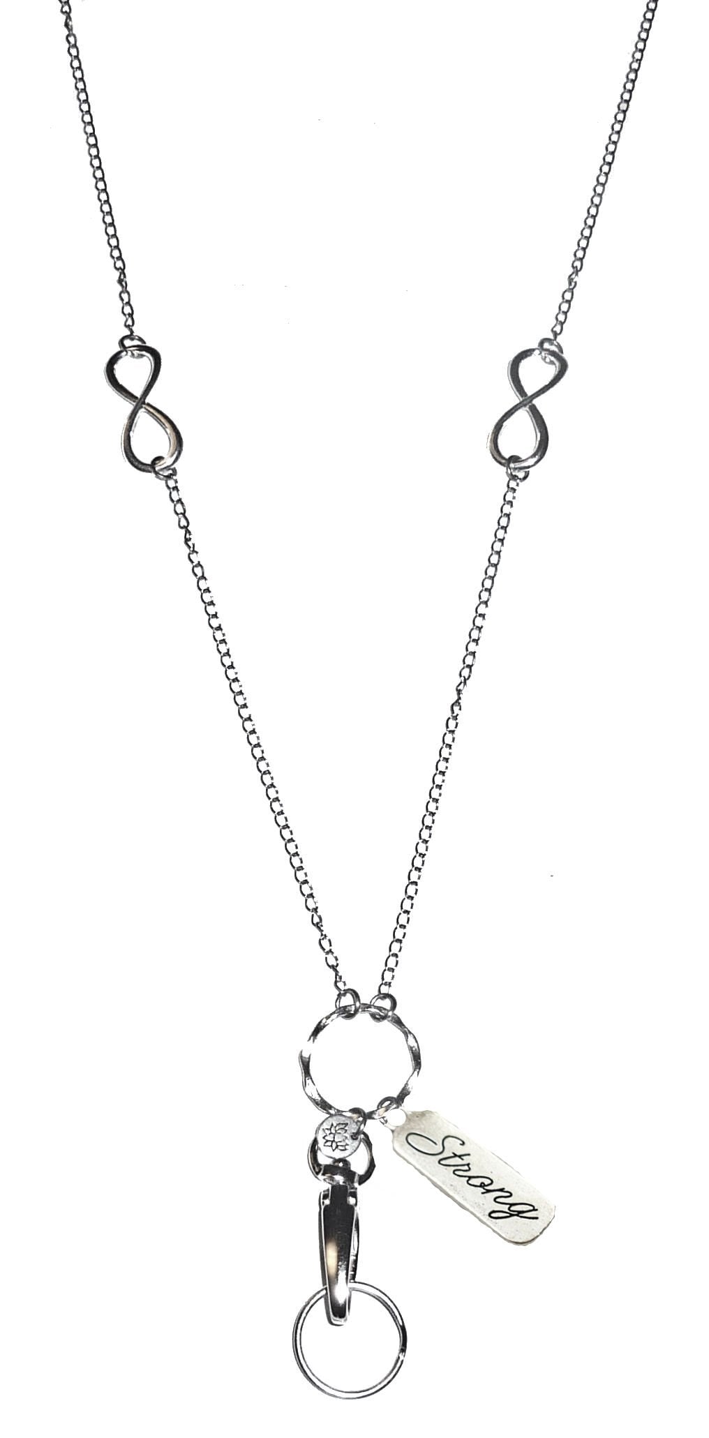 Hidden Hollow Beads Charm Stainless Steel Strong Hand Made USA Women's 34 "Lanyard, ID Badge Card Holder Teacher Nurse Keys