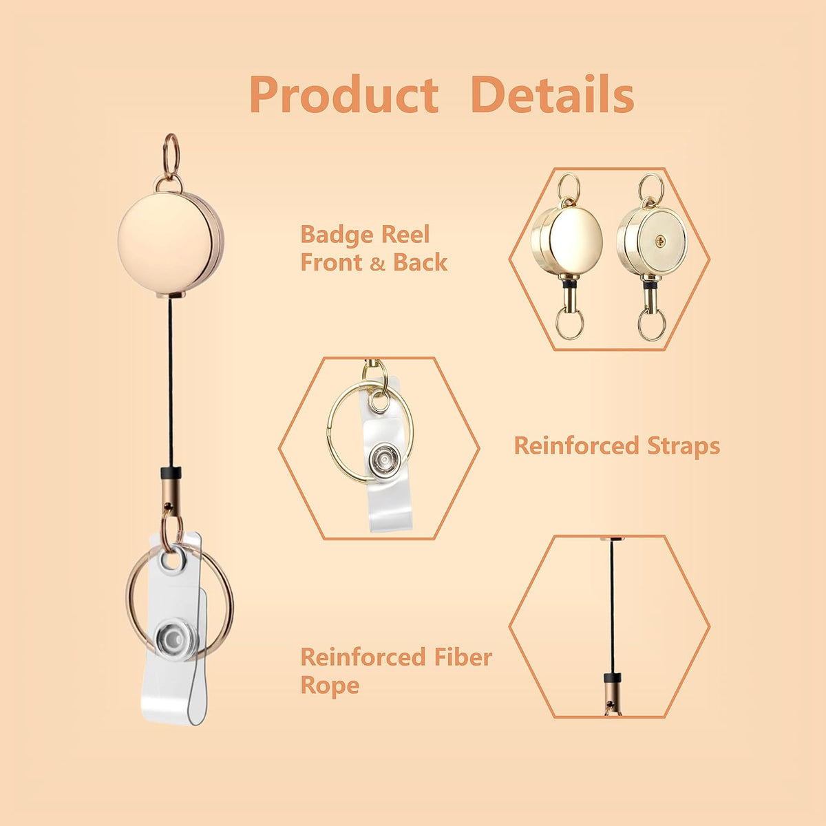 Retractable Lanyard for ID Badges and Keys Natural Stone Crystal Name Badge Necklace for Teachers