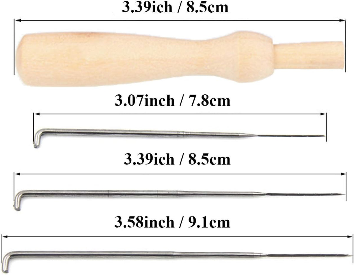 Phinus 30 Pcs Needle Felting Kit, Wool Felting Needles, 3 Sizes: 3.58/3.39/3.07 inch, Grey, Sharp Point, Iron Material