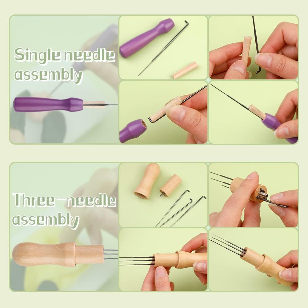 JUPEAN Needle Felting Kits for Beginners Adults 50 Colors Wool Felting Kit