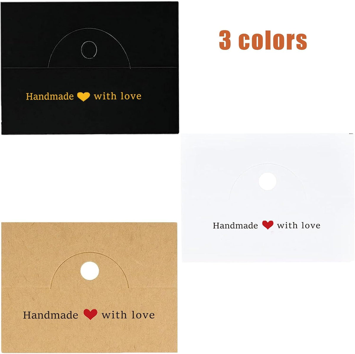100Pcs Jewelry Packaging for Small Business, Handmade with Love Jewelry Display Cards with Clear Bags for Selling, Small Craft Packaging Set for Bracelets, Key Chains, Earring (Kraft)