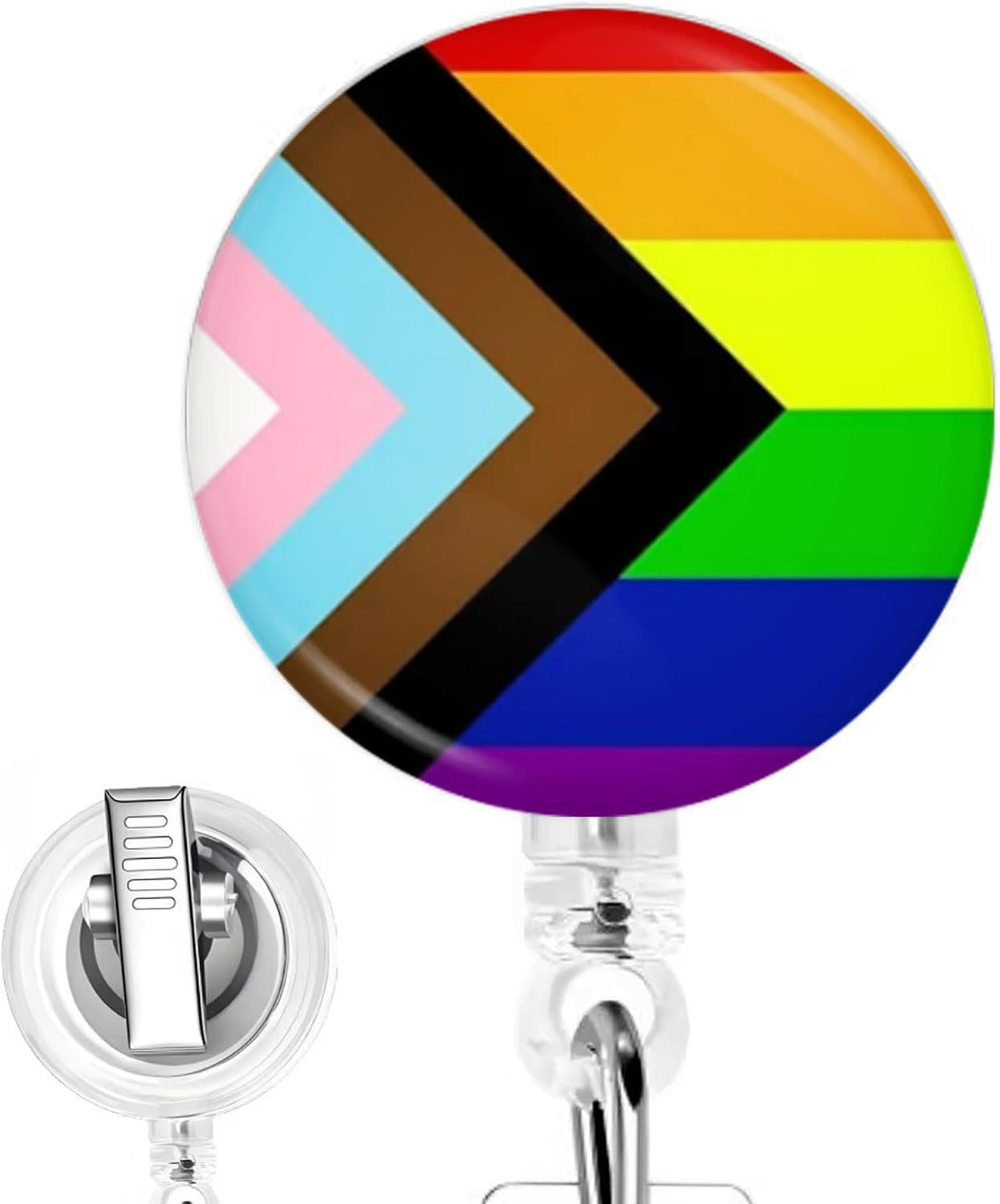Progress Inclusivity Pride Flag Nurse Badge Reel - Handcrafted LGBTQ Rainbow Retractable Badge Clip for Nurses, Nursing Students and Medical Staff