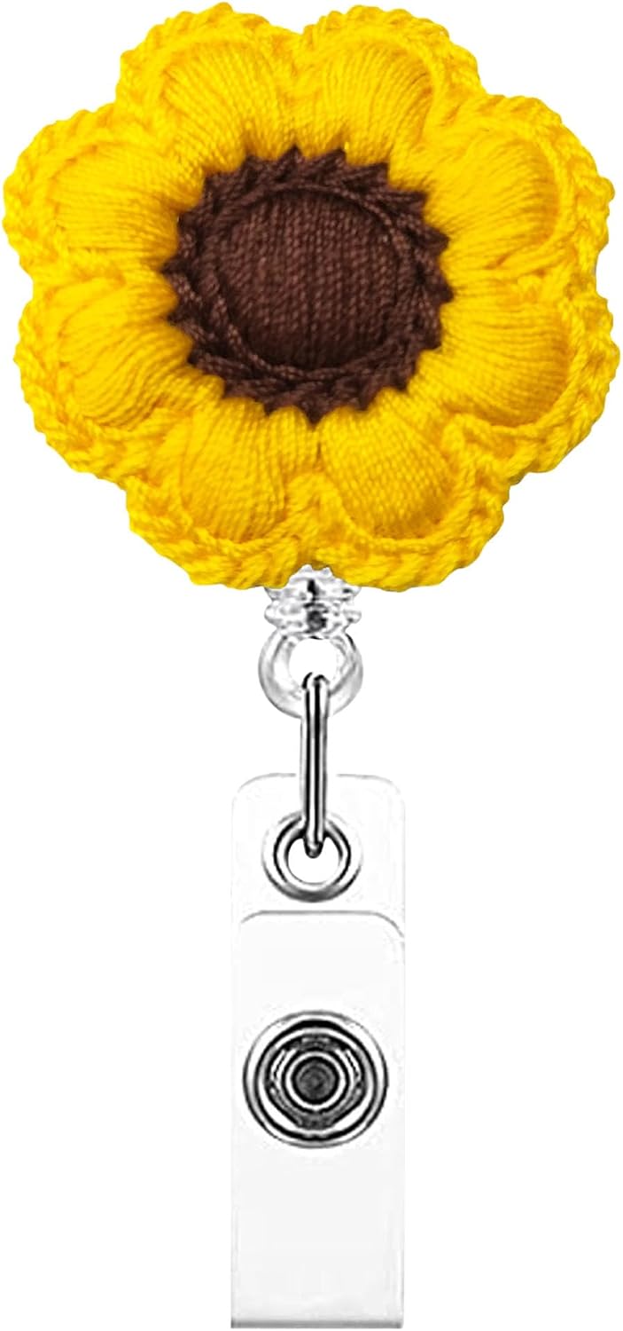 Flower Badge Reel Cute Sunflower Badge Reels Retractable