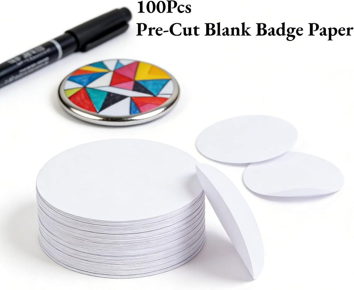 AUNMAS 100Pcs Button Badge Blank Paper Button Maker Supplies for Painting