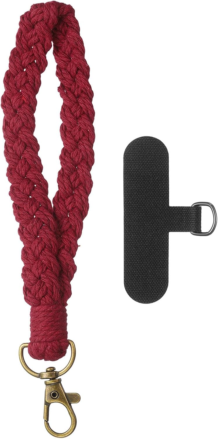 PATIKIL Boho Macrame Keychain, Handmade Wristlet Bracelet Keychain Keyring Holder Key Wrist Lanyard Phone Wrist Strap