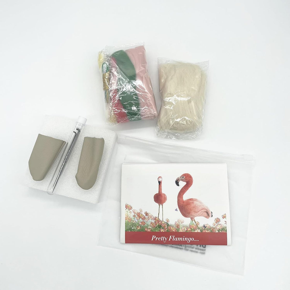 Flamingo Needle Felting Beginners Kit, Crafts Felt Works With Guidebook