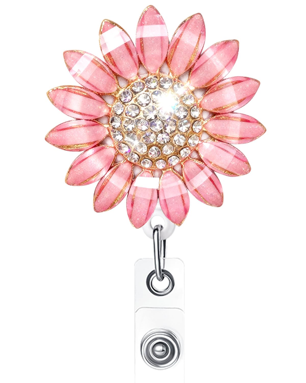 Flower ID Badge Holders Retractable with Alligator Clip, Name Badge Clips Retractable, Nurse Badge Reel Bling