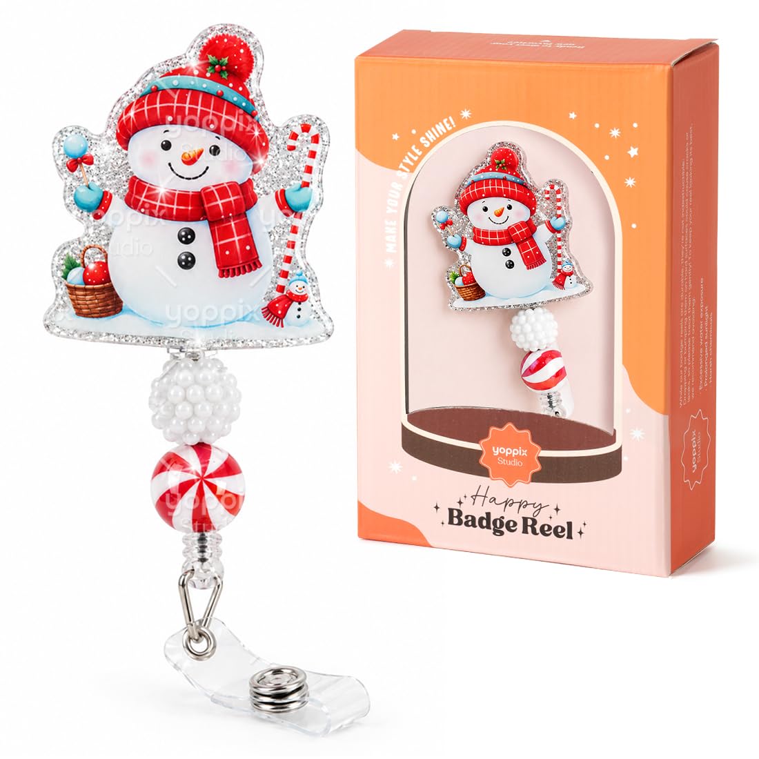 YOPPIX Halloween Badge Reel, The IV Ghost Sparkly Glitter Retractable Badge Reel for Nurses RN EN Doctor Paramedic Teachers Medical Office Womens