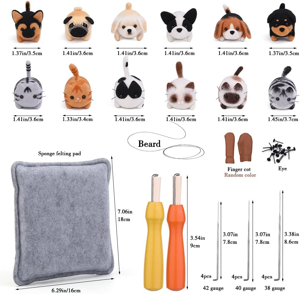 Mayboos Needle Felting Kit, 12 Pcs Doll Making Needle Felting Starter Kit