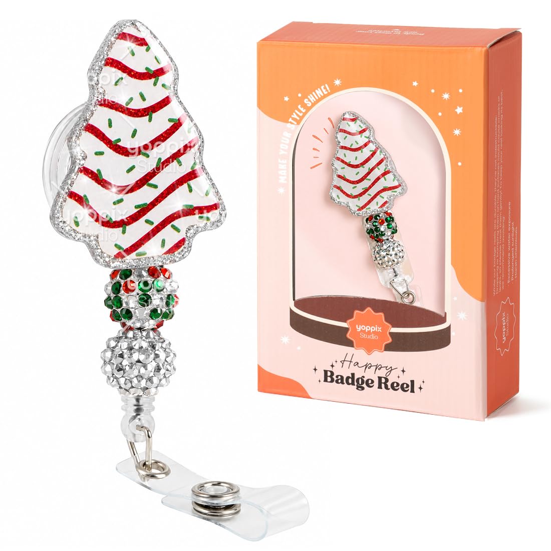 YOPPIX Halloween Badge Reel, Pumpkin Ghost Sparkly Glitter Retractable Badge Reel for Nurses RN EN Doctor Paramedic Teachers Medical Office Womens