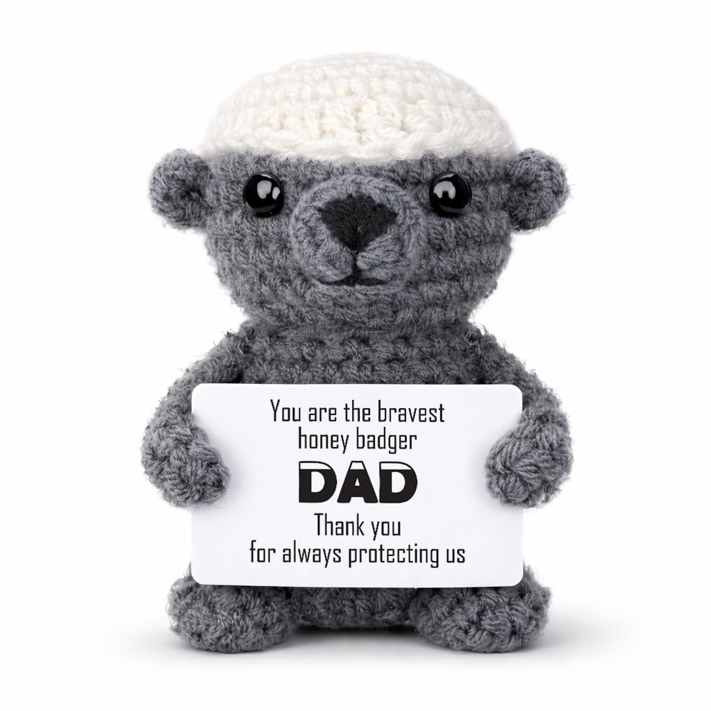 Crochet Honey Badger Positive Affirmation Brave Gift - Funny Inspirational Mini Animal Theme Desk Decor, Graduation Encouragement Present for Son Daughter Student Graduate, Daily affirmation Gifts