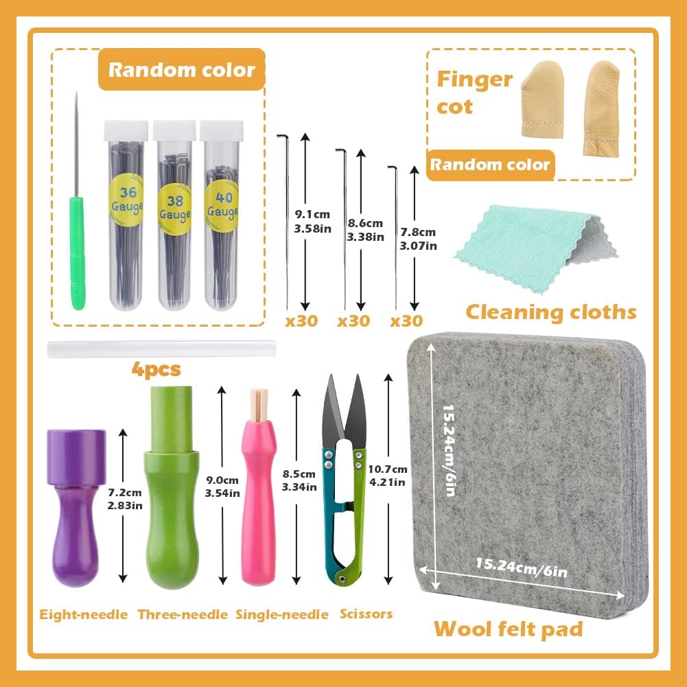 SOCNITC 99 Pcs Needle Felting Kit with 3 Sizes Felting Needles and Pad
