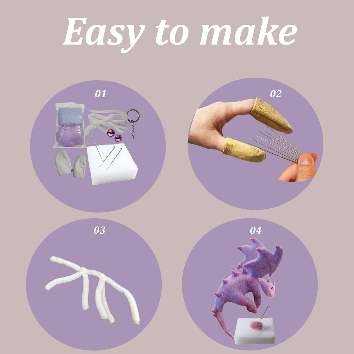 VEHICAR Dragon Needle Felting Starter Kit with Steps Guidebook