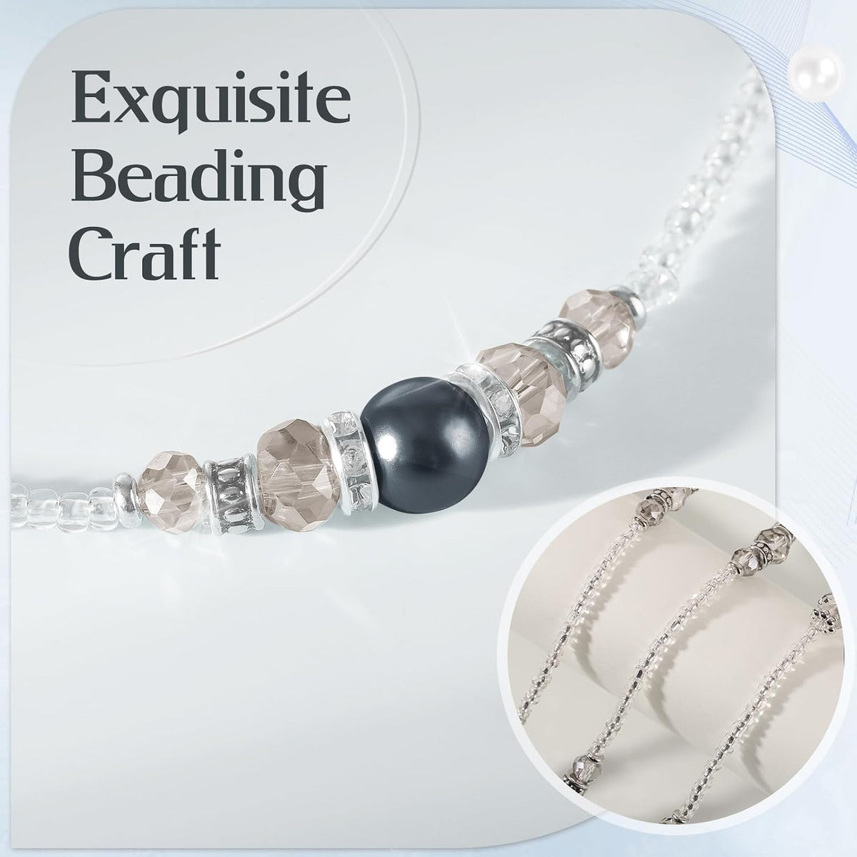 Beaded Teacher Lanyard with Retractable Badge Reel, Black