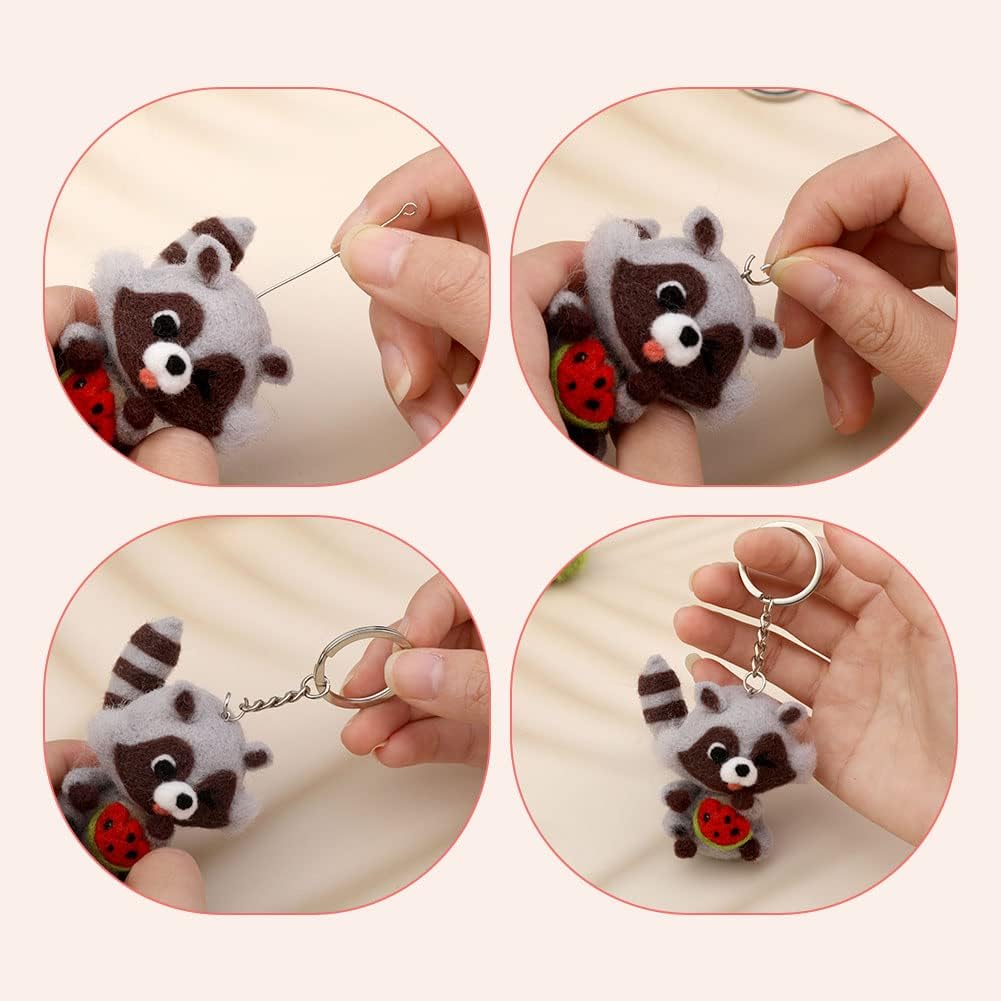 JUPEAN Needle Felting Kits for Beginners Adult Wool Felting kit Raccoon