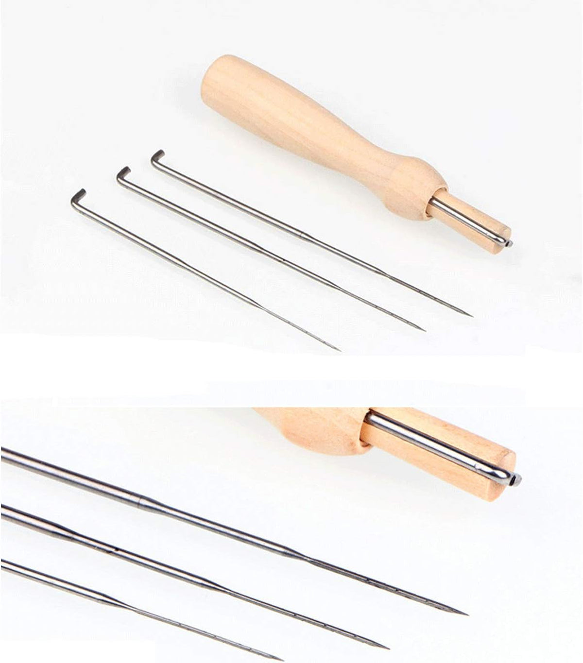 Phinus 30 Pcs Needle Felting Kit, Wool Felting Needles, 3 Sizes: 3.58/3.39/3.07 inch, Grey, Sharp Point, Iron Material