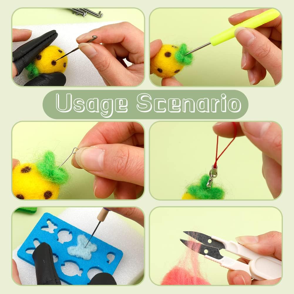 JUPEAN Needle Felting Kits for Beginners Adults 50 Colors Wool Felting Kit