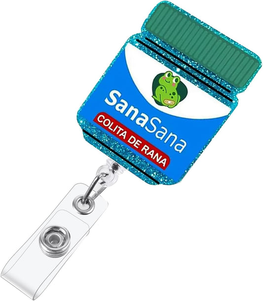 Sana Sana Colita De Rana Funny Badge Reel, Retractable RN Nurse ID Holder