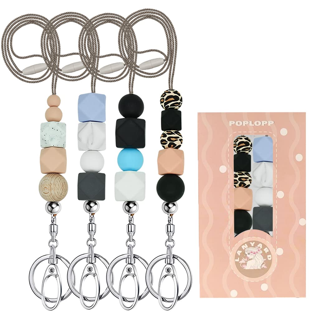 Teacher Lanyards for ID Badges and Keys, Cute Silicone Beaded Lanyard