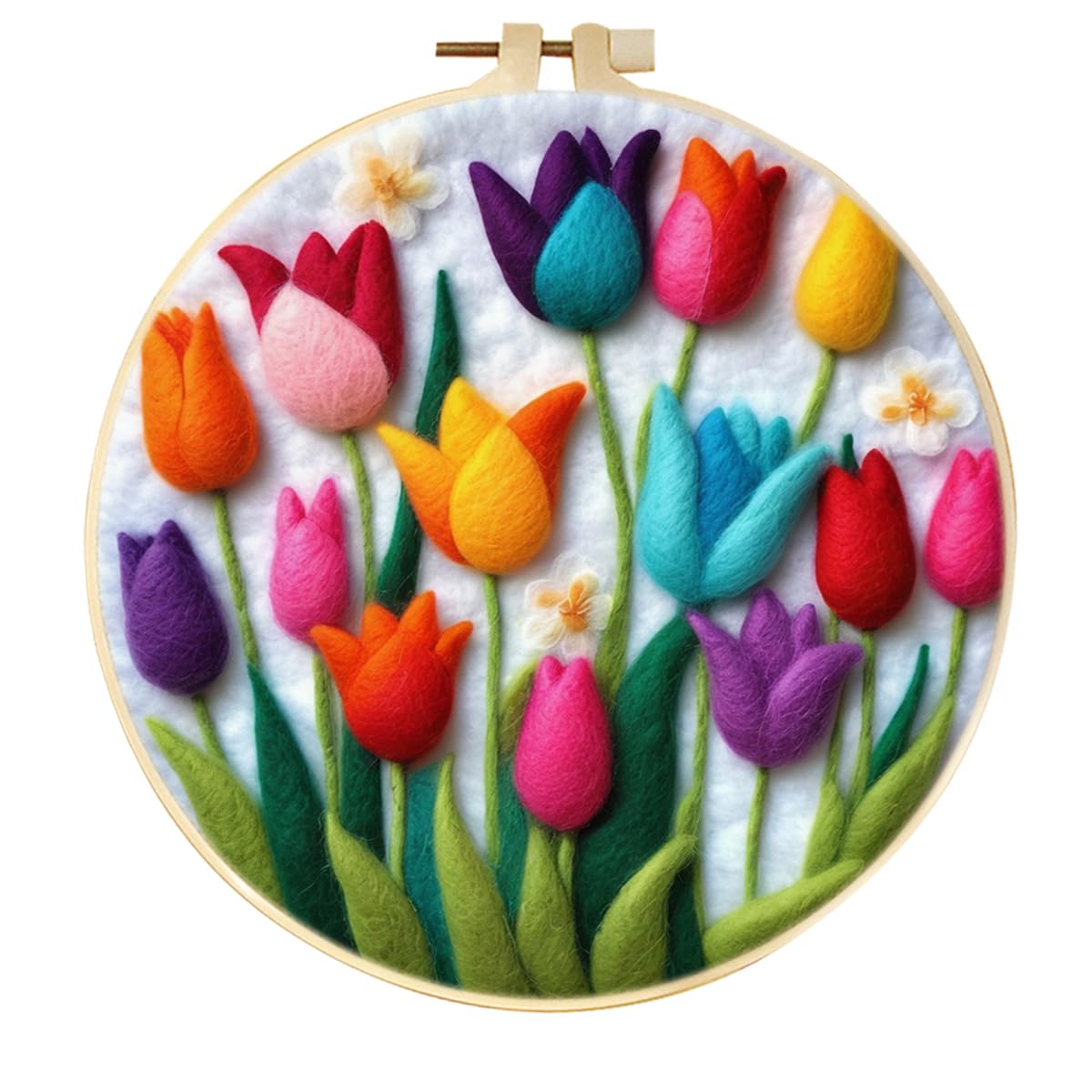 CaptainCrafts Needle Felting Kit for Adults Bright Poppy Flowers Pattern