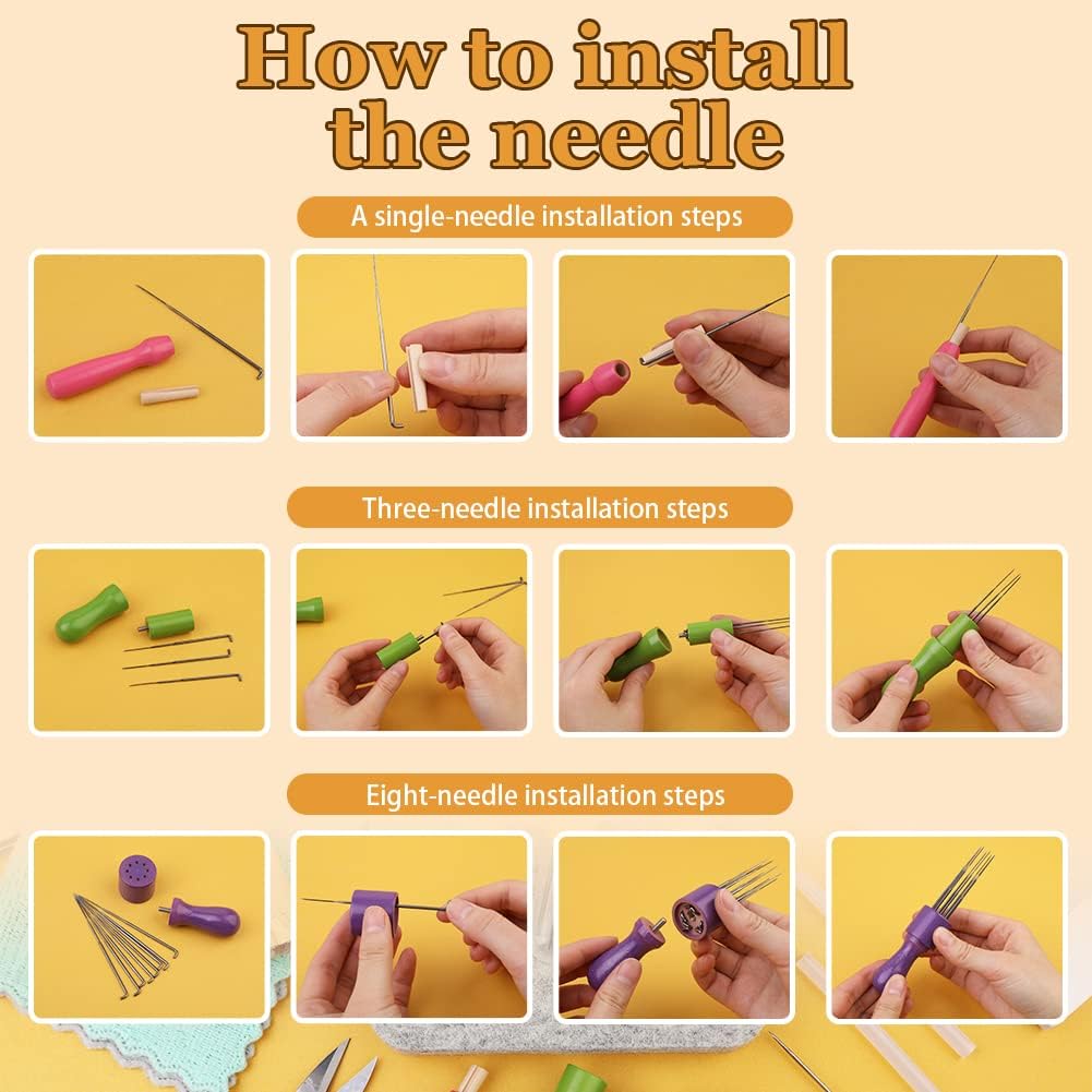 SOCNITC 99 Pcs Needle Felting Kit with 3 Sizes Felting Needles and Pad
