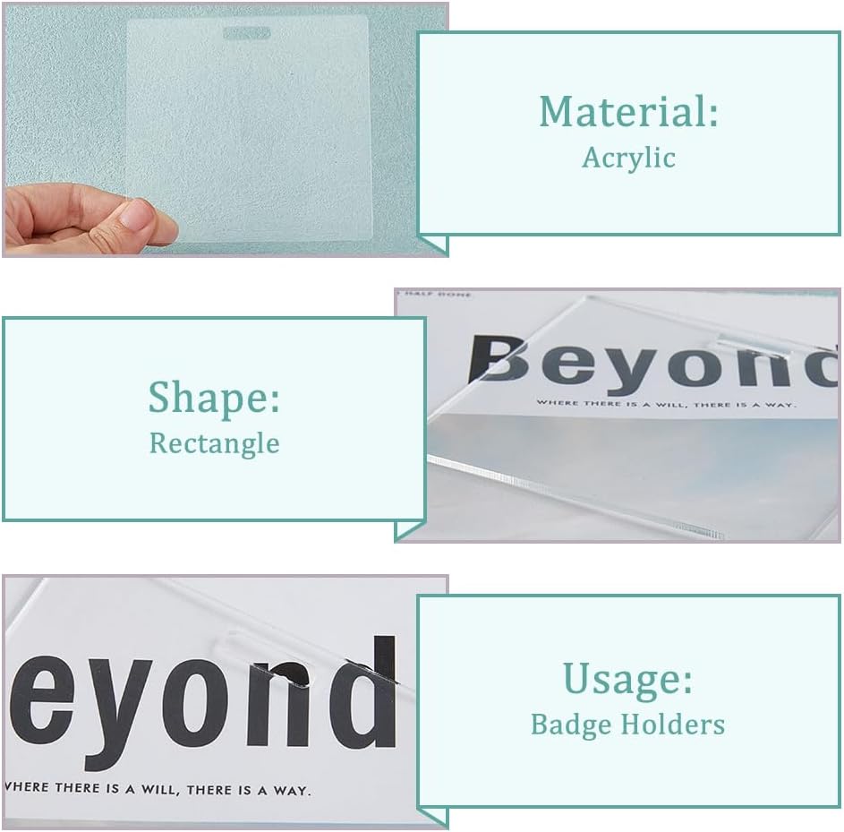 SUPERFINDINGS 12Pcs Acrylic Badge Blanks Clear ID Card Holders Decorations Acrylic Badges Buddy Buddy Blanks for Teacher Nurse Office 4x3.7inch