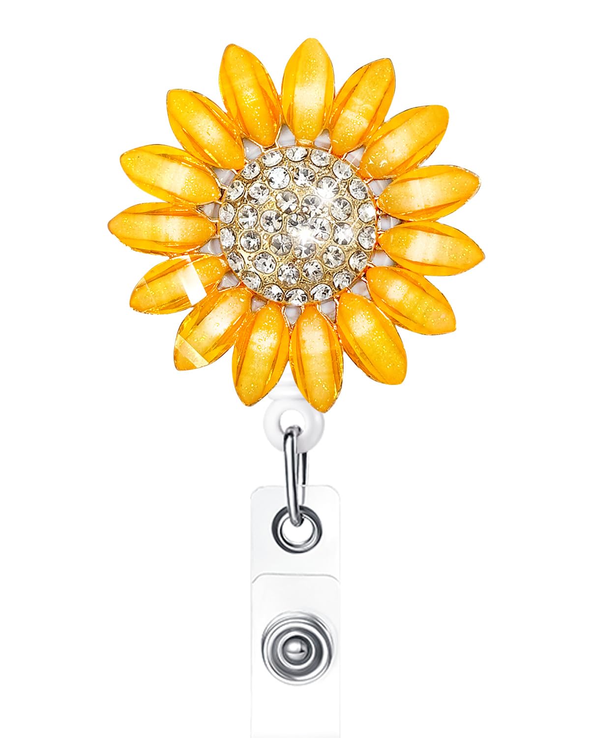 Flower ID Badge Holders Retractable with Alligator Clip, Name Badge Clips Retractable, Nurse Badge Reel Bling