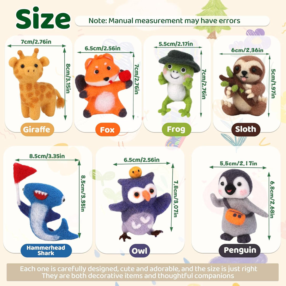 OEHPICC Needle Felting Starter Kit, 7 Cute Buddy Wool Felting Kit