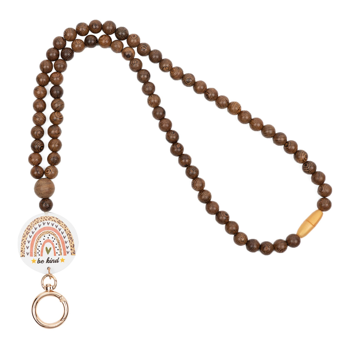 Wood Beaded Lanyards for Id Badges Holder, Teacher Breakaway Lanyard Boho Keychain Id Lanyard for Women