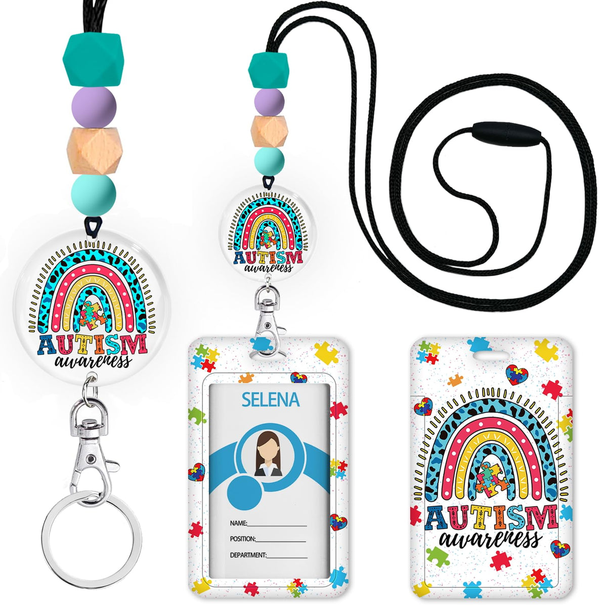 Teacher Lanyards for ID Badges, Breakaway Handmade, Be Kind Heart