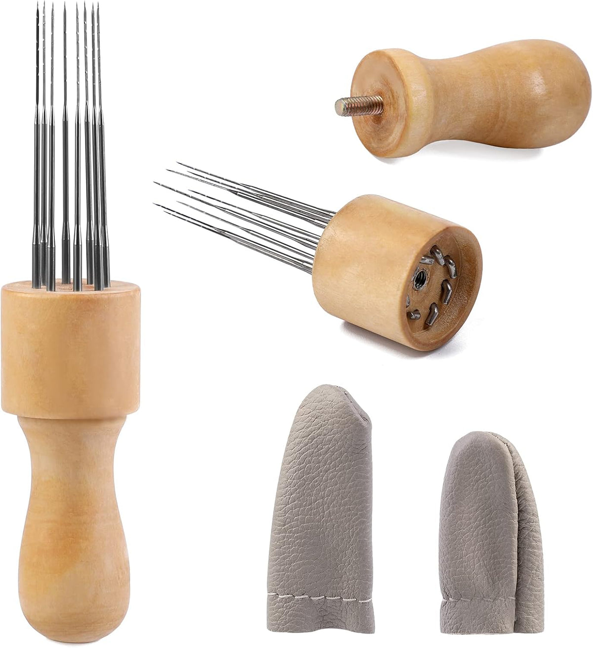Mayboos Felting Needle Tools with Eight Felting Needles Wooden Handle