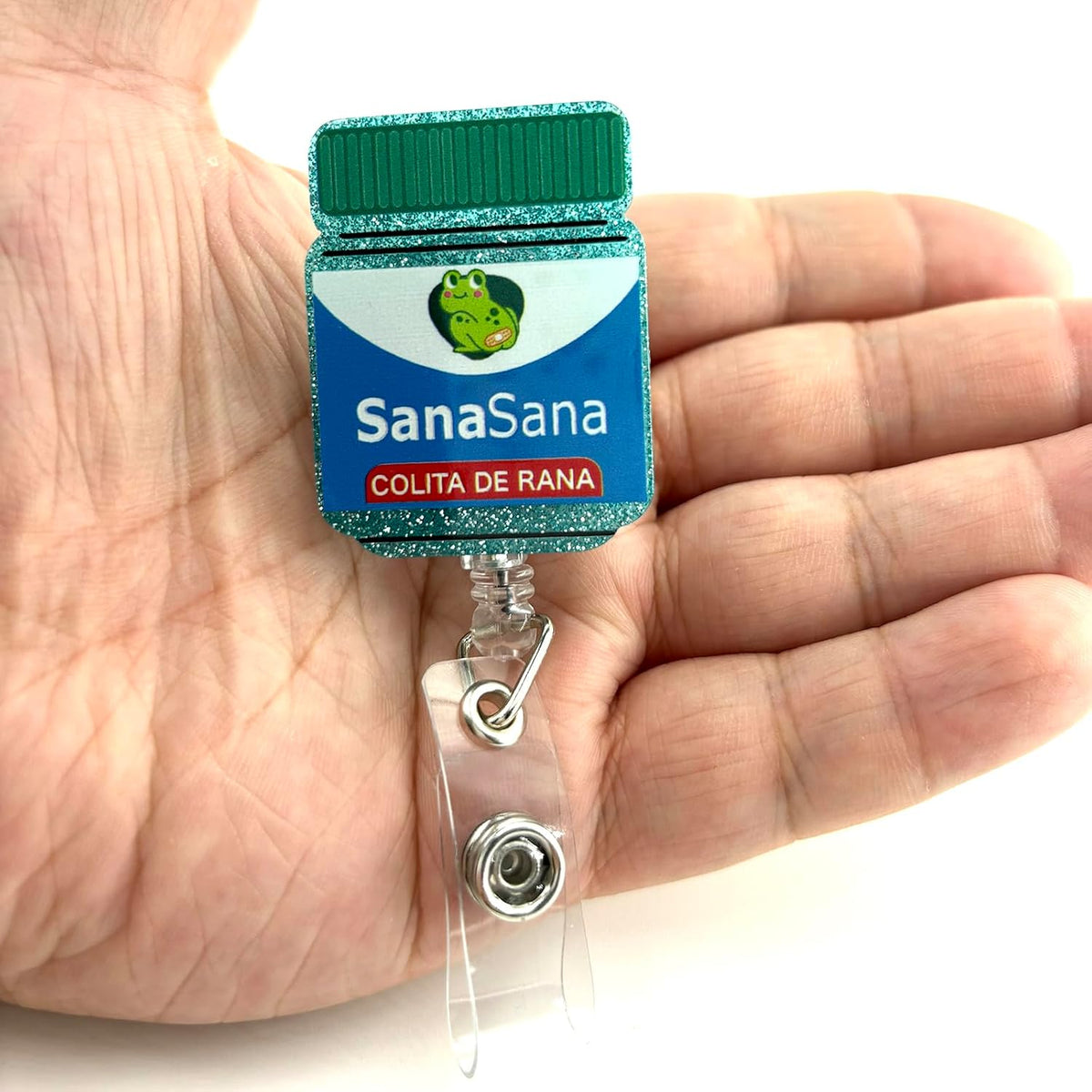 Sana Sana Colita De Rana Funny Badge Reel, Retractable RN Nurse ID Holder