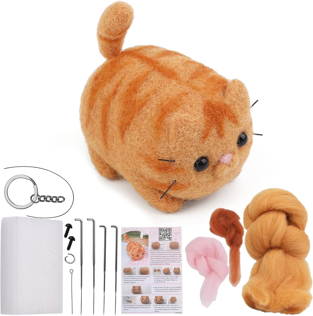 QMNNMA Needle Felting Kit, Garfield Needle Felting Set with Instruction