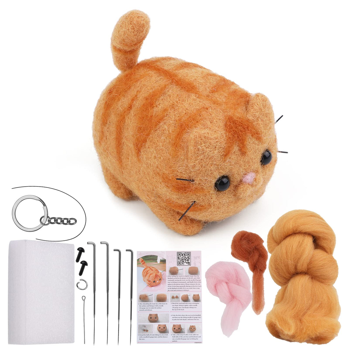 QMNNMA Needle Felting Kit, Garfield Needle Felting Set with Instruction