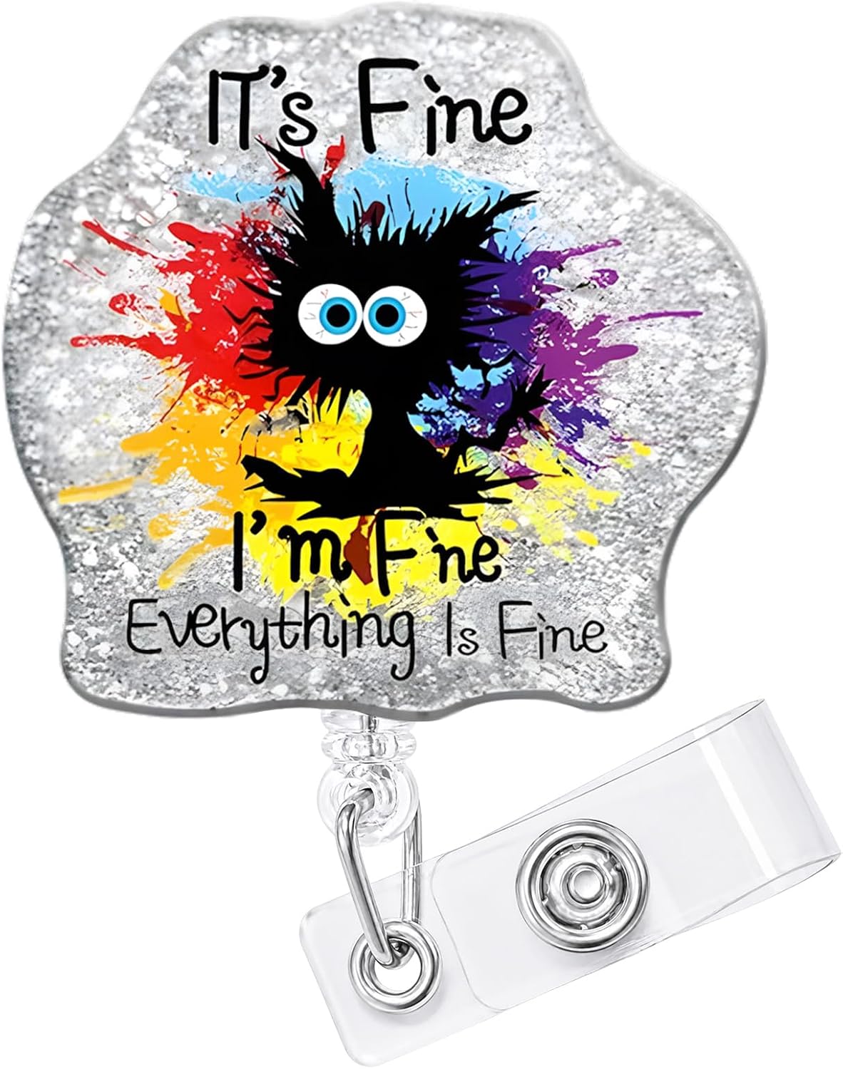 Funny Colorful Cat Nurse Badge Reel, Cute Retractable Work Badge Holder