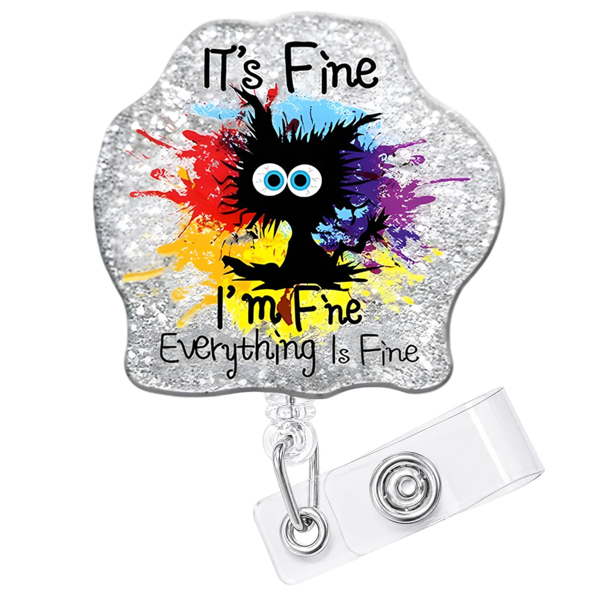 Funny Colorful Cat Nurse Badge Reel, Cute Retractable Work Badge Holder
