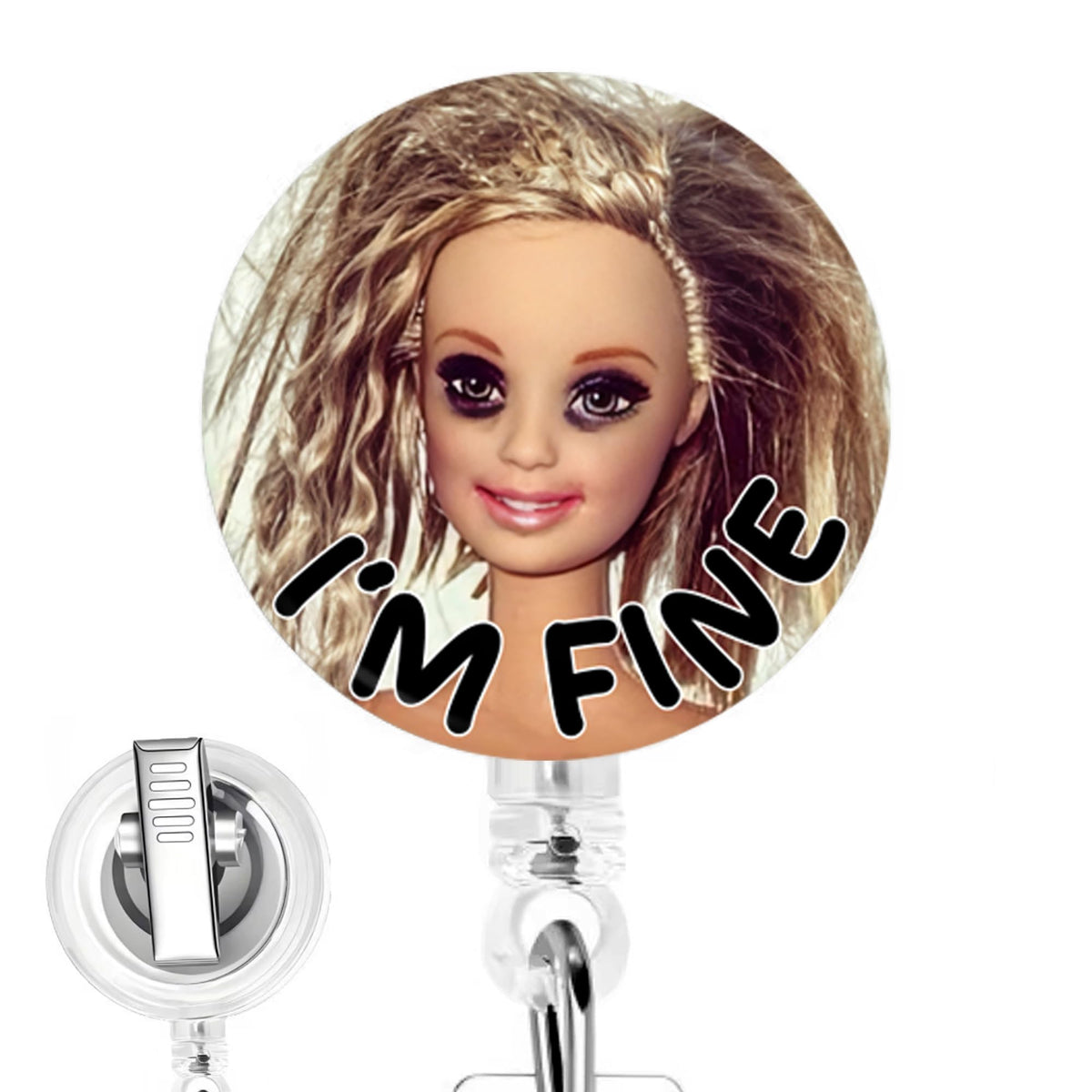 Bruh Doll Nurse Badge Reel - Handcrafted Retractable Badge Clip for Exhausted, Tired, Nursing Students and Medical Staff