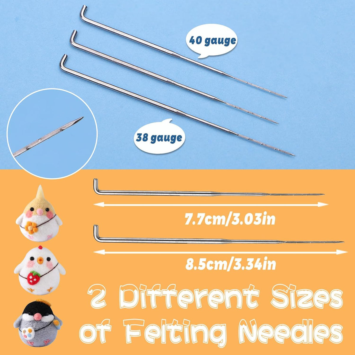 SOCNITC 3 Pcs Animal Needle Felting Starter Kit with Needle Felting Tools