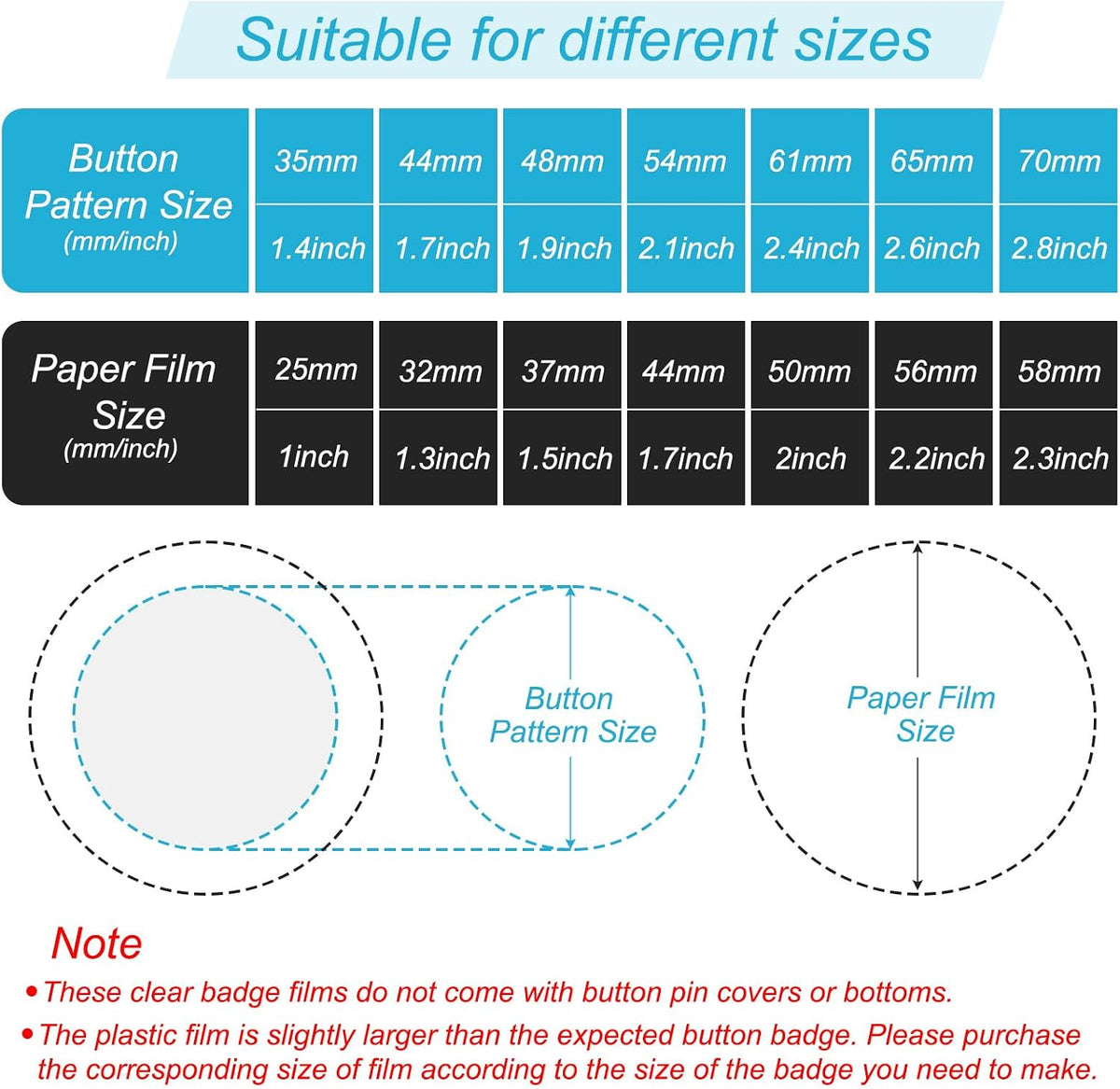 PATIKIL 1.4in (35mm) Button Badge Blank Paper, 100 Pcs Badge for 1 Inch 25mm Round Badge Button Maker Supplies DIY Pattern Painting Handmade Craft