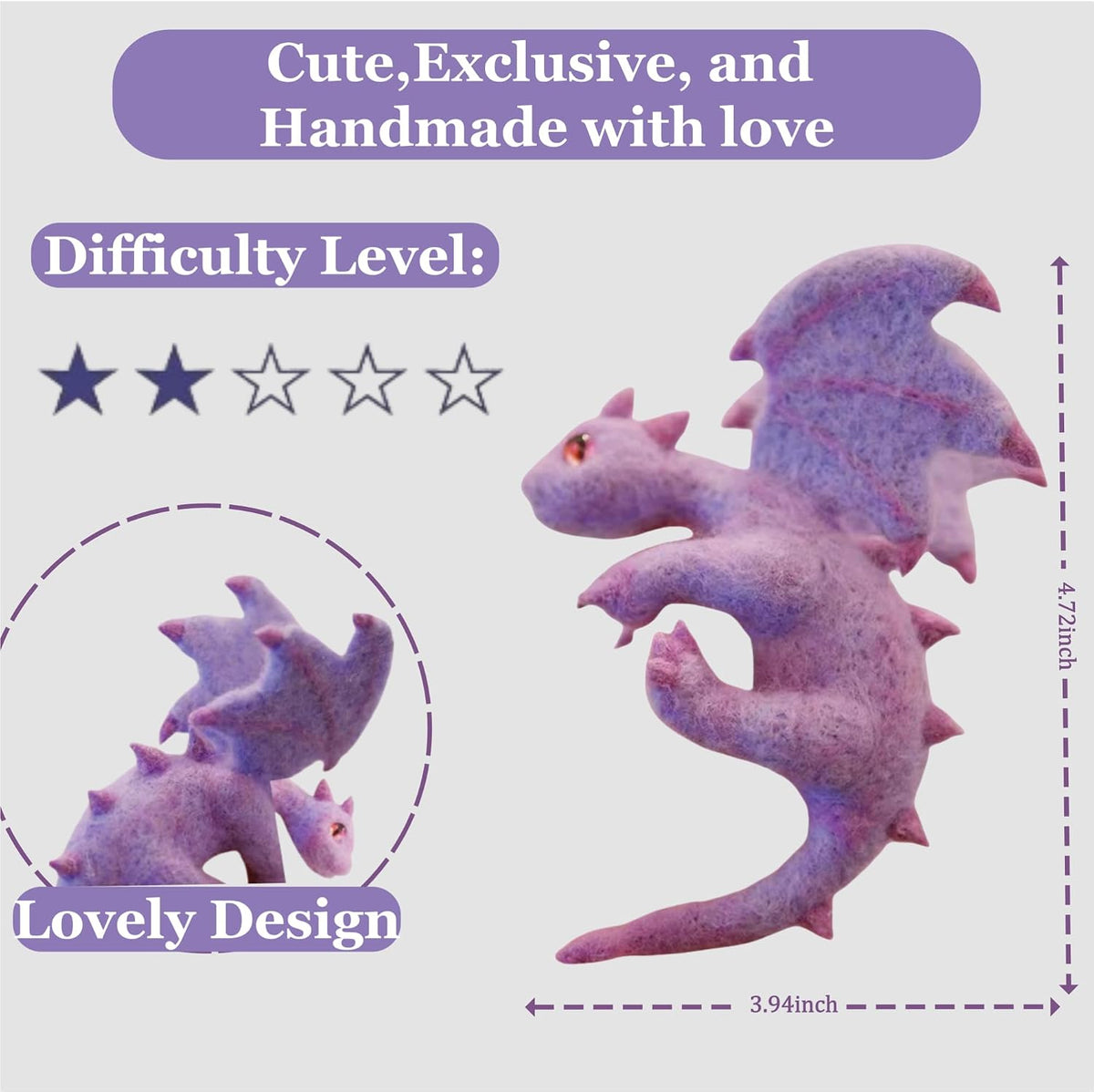 VEHICAR Dragon Needle Felting Starter Kit with Steps Guidebook