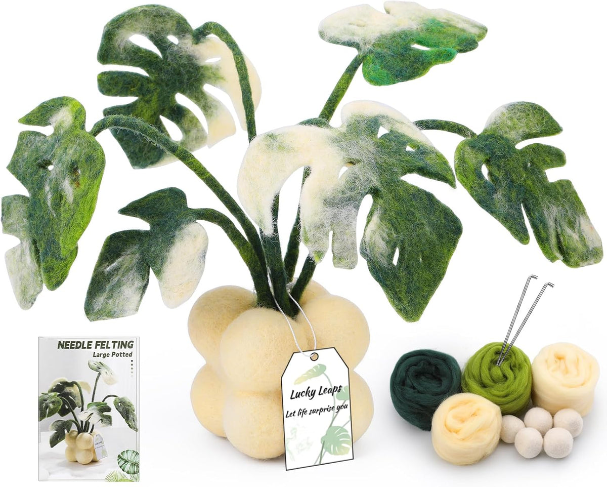 OEHPICC Needle Felting Kit for Beginners, Monstera Potted Plant Felt Kit