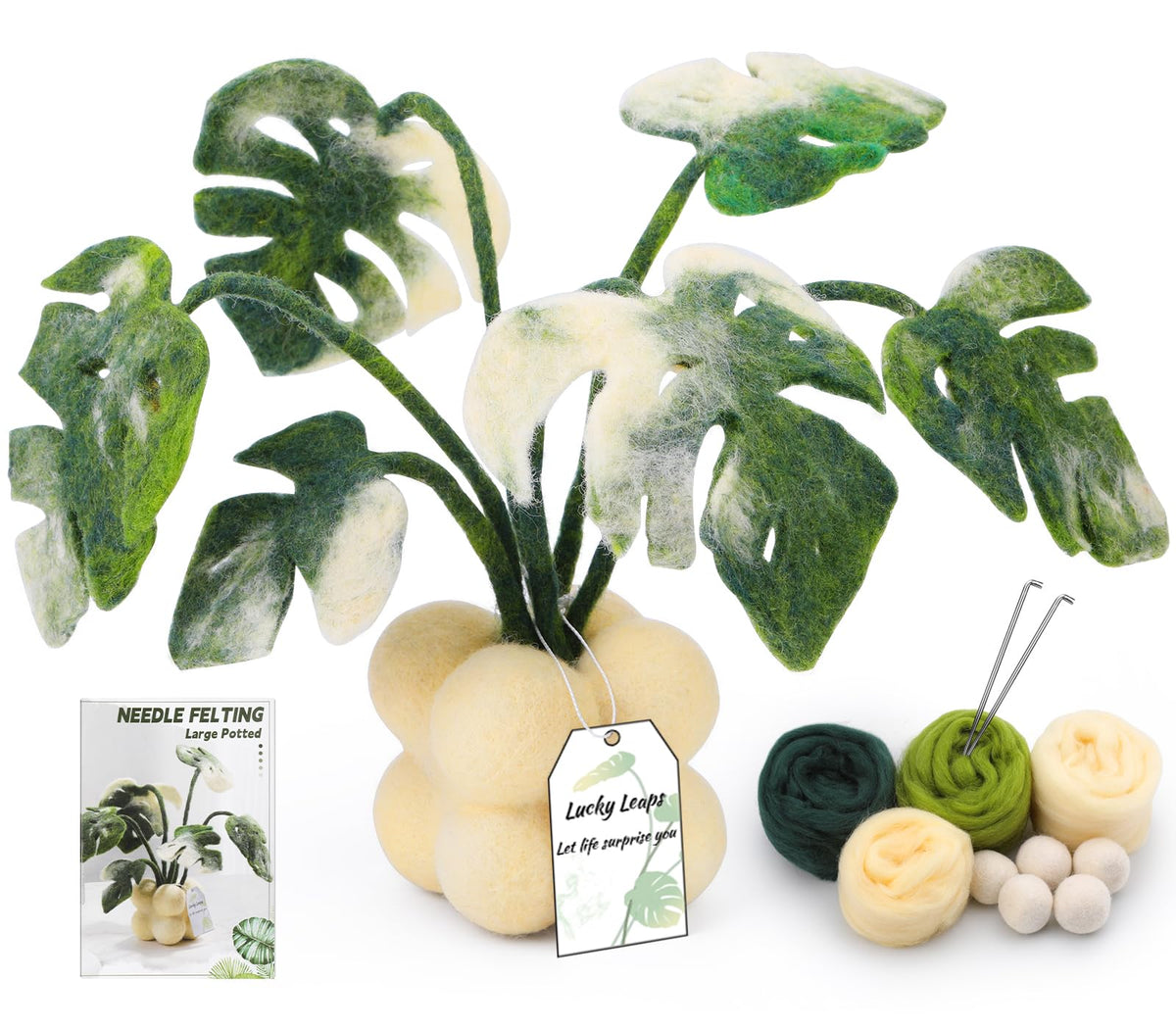 OEHPICC Needle Felting Kit for Beginners, Monstera Potted Plant Felt Kit
