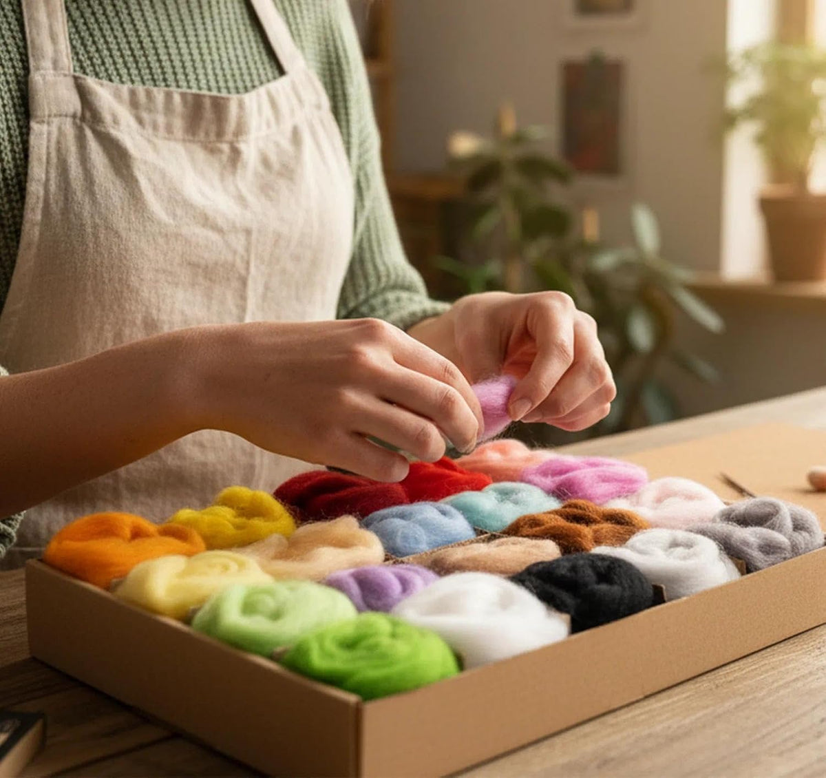 20 Colors Wool Roving 10g per, 7.05oz Total Needle FeltingWool DIY Craft
