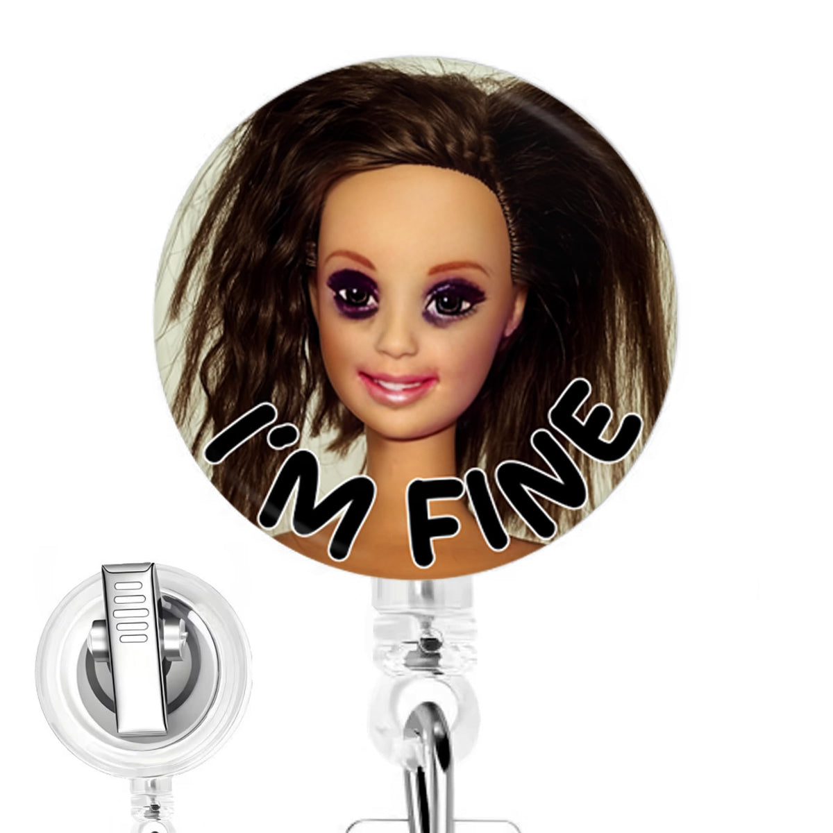 Bruh Doll Nurse Badge Reel - Handcrafted Retractable Badge Clip for Exhausted, Tired, Nursing Students and Medical Staff